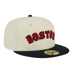 Boston Red Sox Two-Tone Stitch 59FIFTY Fitted Hat - Cream | New Era