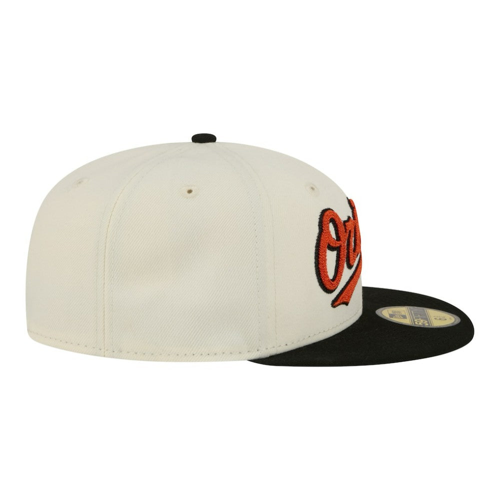 Baltimore Orioles Two-Tone Stitch 59FIFTY Fitted Hat - Cream | New Era