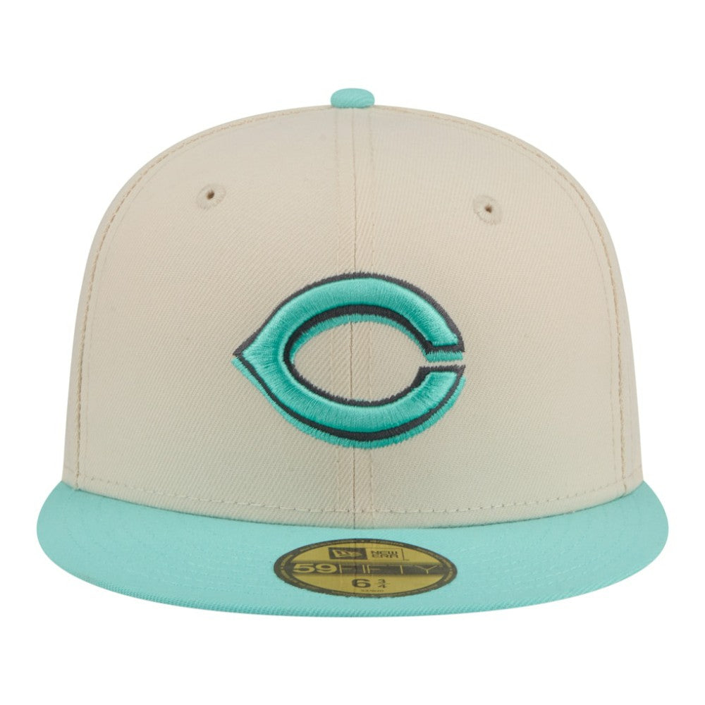 Cincinnati Reds Two-Tone Color Pack 59FIFTY Fitted Hat - Light Beige/Turquoise | New Era