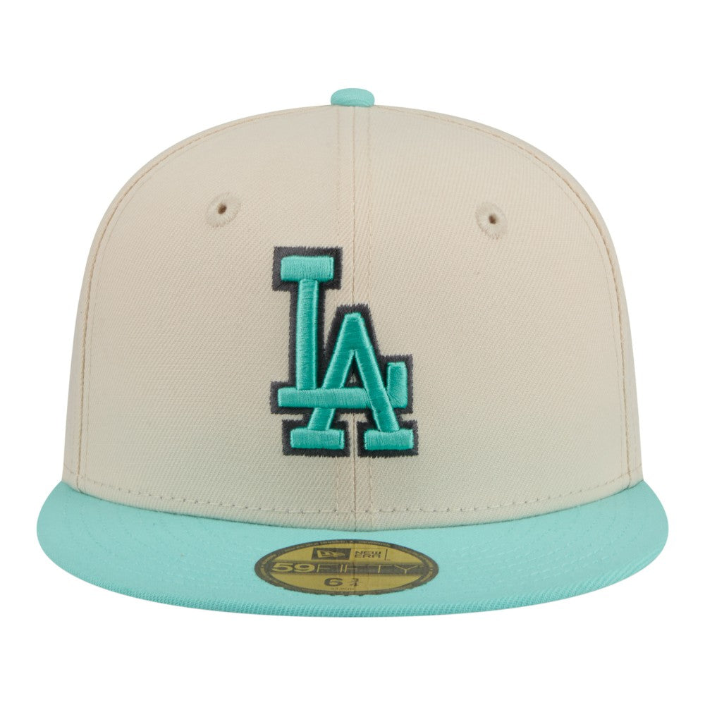 Los Angeles Dodgers Two-Tone Color Pack 59FIFTY Fitted Hat - Light Beige/Turquoise | New Era