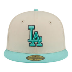 Los Angeles Dodgers Two-Tone Color Pack 59FIFTY Fitted Hat - Light Beige/Turquoise | New Era