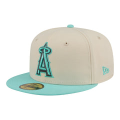 Los Angeles Angels Two-Tone Color Pack 59FIFTY Fitted Hat - Light Beige/Turquoise | New Era