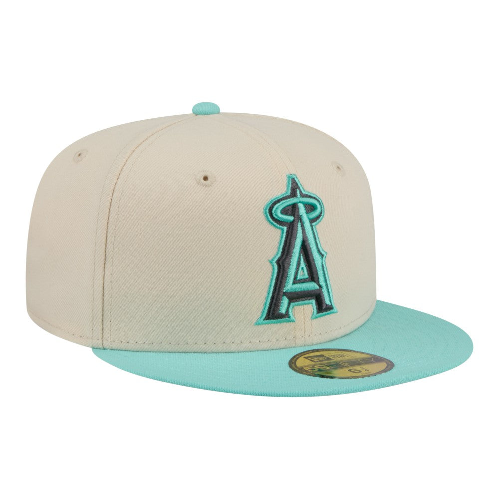 Los Angeles Angels Two-Tone Color Pack 59FIFTY Fitted Hat - Light Beige/Turquoise | New Era