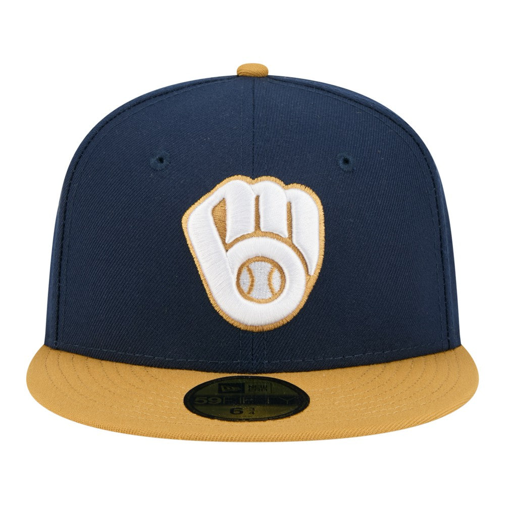 Milwaukee Brewers Two-Tone Color Pack 59FIFTY Fitted Hat - Navy/Khaki | New Era