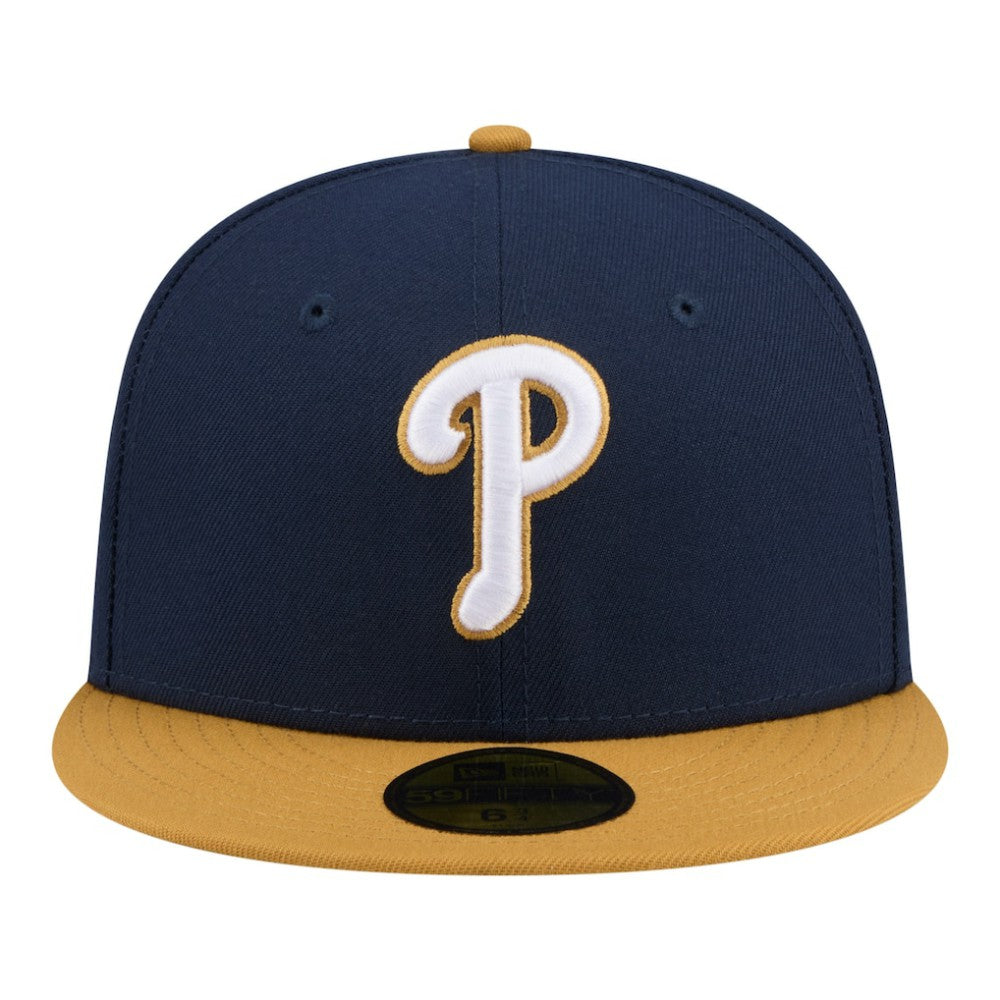 Philadelphia Phillies Two-Tone Color Pack 59FIFTY Fitted Hat - Navy/Khaki | New Era