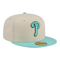 Philadelphia Phillies Two-Tone Color Pack 59FIFTY Fitted Hat - Light Beige/Turquoise | New Era