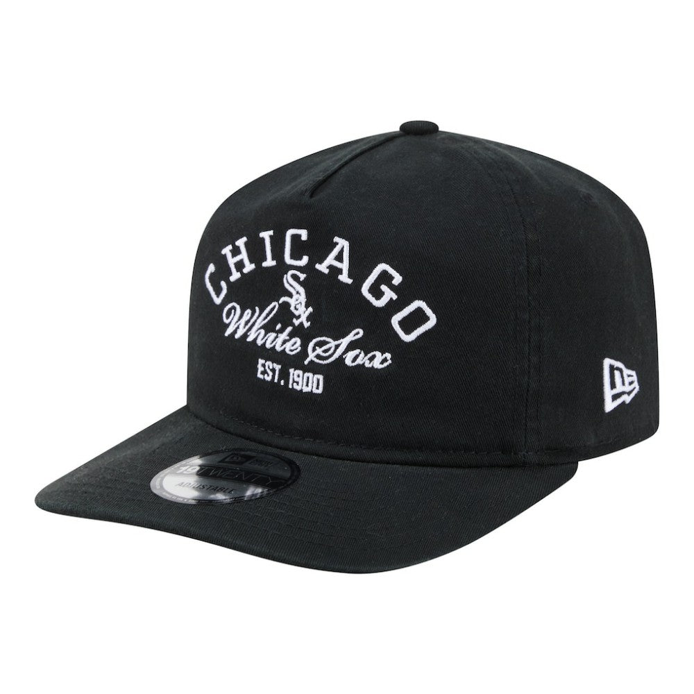 Chicago White Sox Stacked 19TWENTY Adjustable Hat - Black | New Era