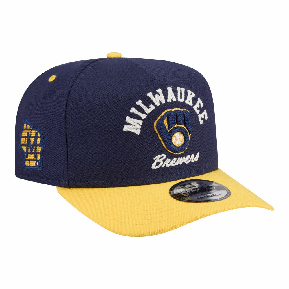 Milwaukee Brewers Arched A-Frame 9FIFTY Adjustable Hat - Navy/Gold | New Era