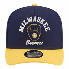 Milwaukee Brewers Arched A-Frame 9FIFTY Adjustable Hat - Navy/Gold | New Era