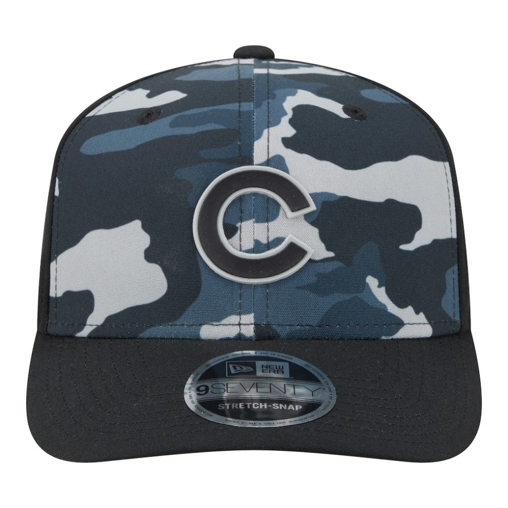 Chicago Cubs Tonal Camo 9SEVENTY Stretch-Snap Hat - Black | New Era
