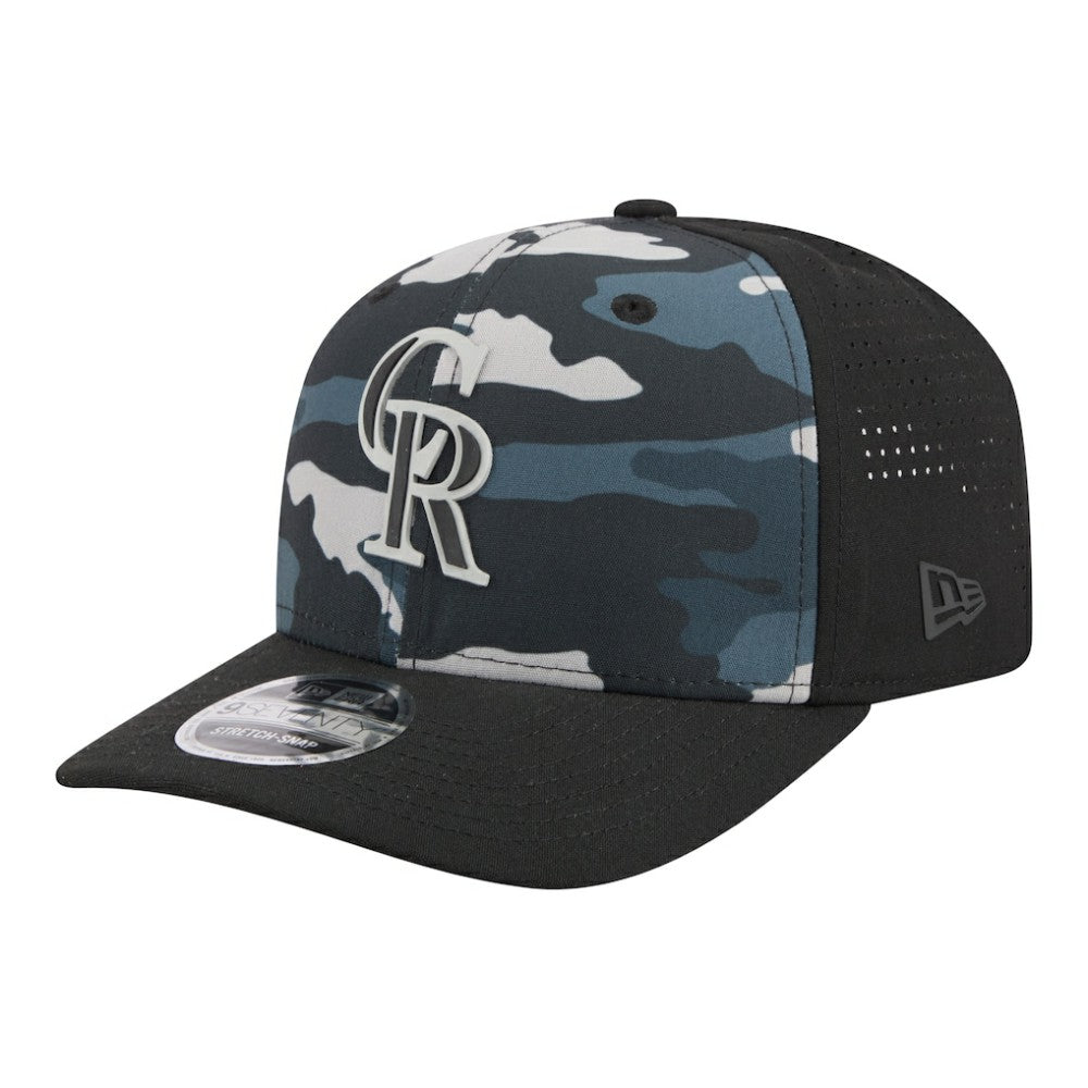 Colorado Rockies Tonal Camo 9SEVENTY Stretch-Snap Hat - Black | New Era