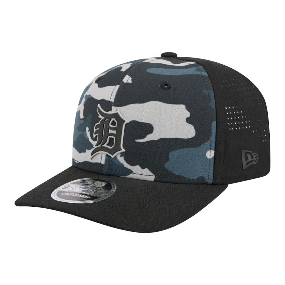 Detroit Tigers Tonal Camo 9SEVENTY Stretch-Snap Hat - Black | New Era