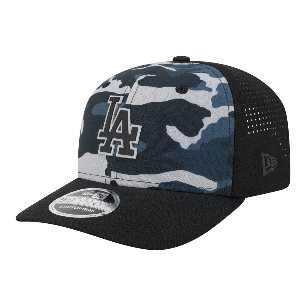 Los Angeles Dodgers Tonal Camo 9SEVENTY Stretch-Snap Hat - Black | New Era