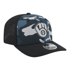 Milwaukee Brewers Tonal Camo 9SEVENTY Stretch-Snap Hat - Black | New Era