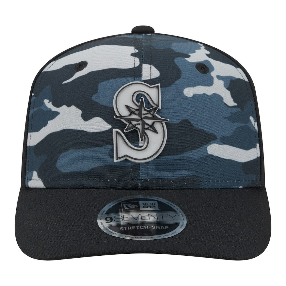 Seattle Mariners Tonal Camo 9SEVENTY Stretch-Snap Hat - Black | New Era