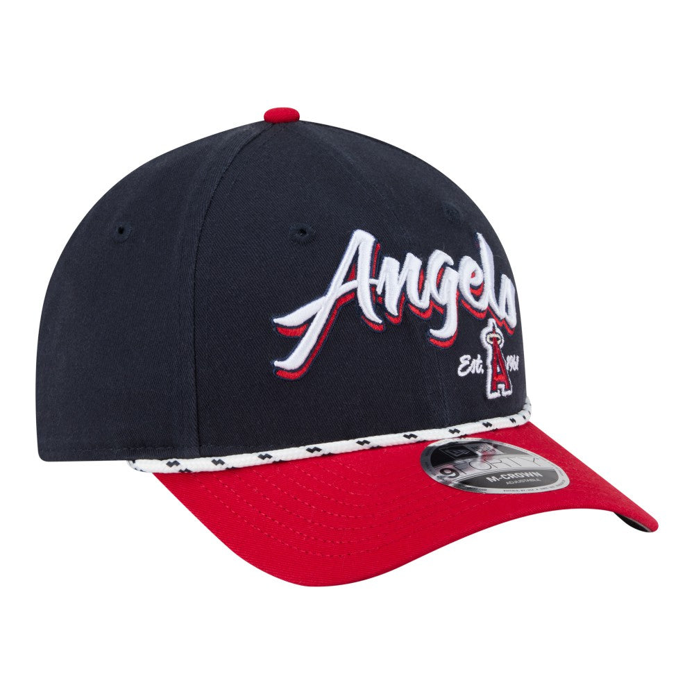 Los Angeles Angels Team Loyal 9FORTY M-Crown Adjustable Hat - Navy/Red | New Era