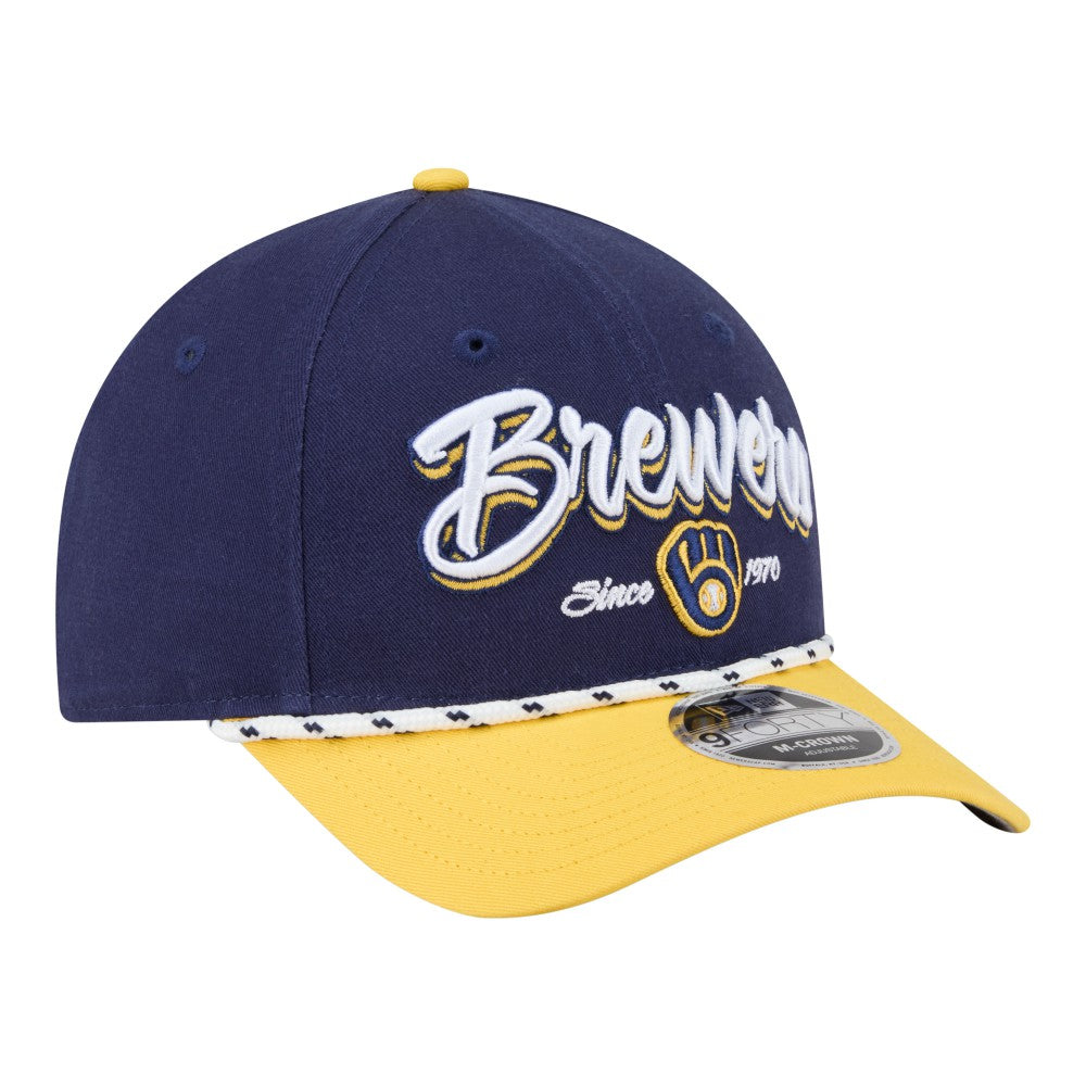 Milwaukee Brewers Team Loyal 9FORTY M-Crown Adjustable Hat - Navy/Gold | New Era