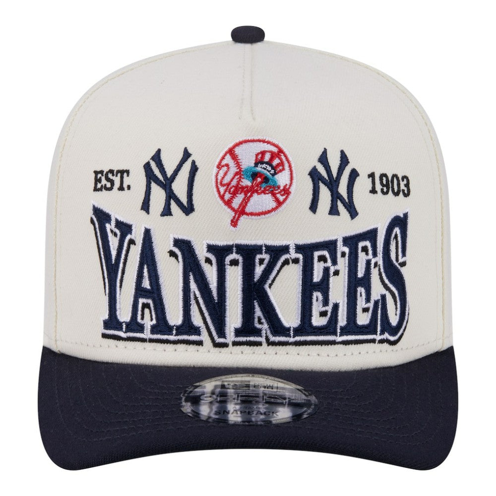 New York Yankees Throwback Tri-Hit A-Frame 9FIFTY Adjustable Hat - Cream | New Era