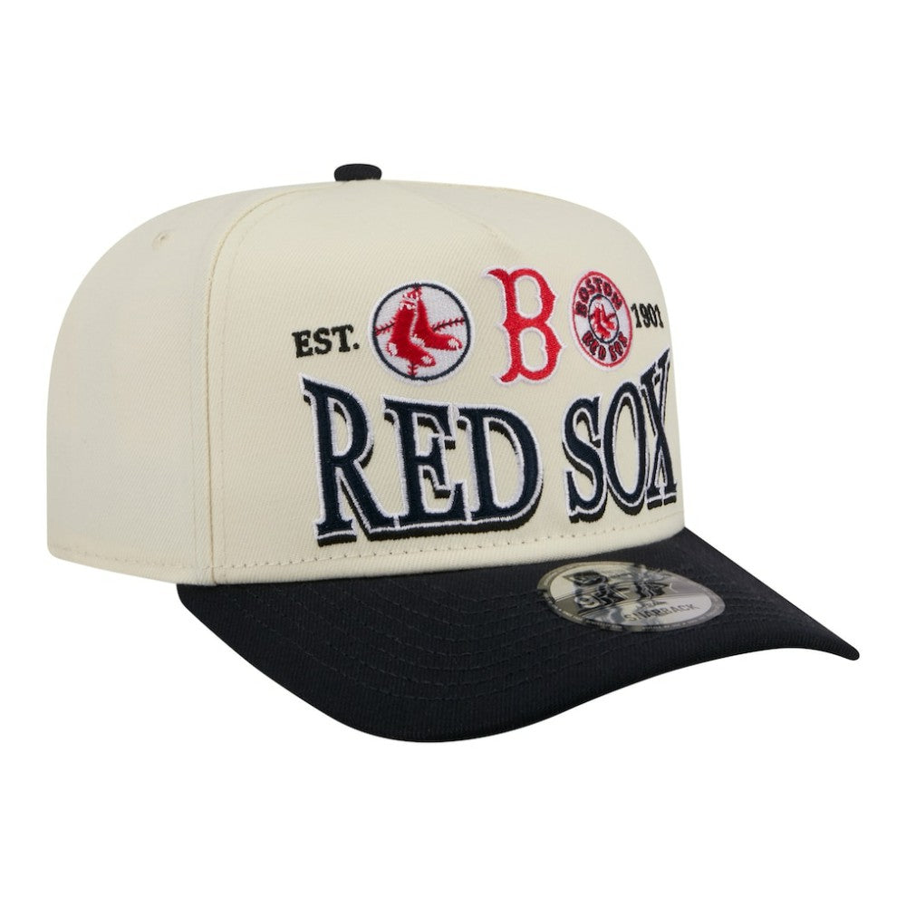 Boston Red Sox Throwback Tri-Hit A-Frame 9FIFTY Adjustable Hat - Cream | New Era