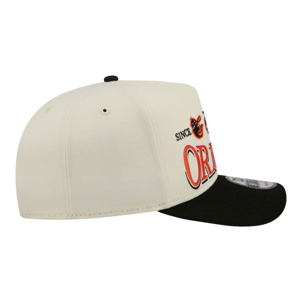 Baltimore Orioles Throwback Tri-Hit A-Frame 9FIFTY Adjustable Hat - Cream | New Era