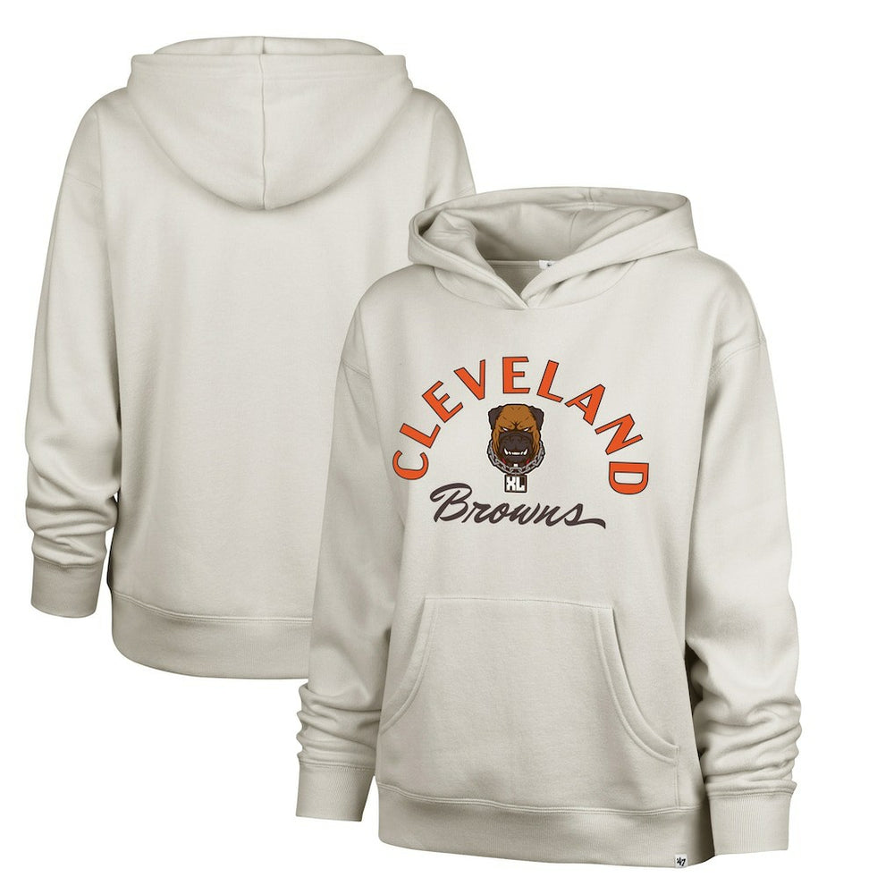 Cleveland Browns '47 Women's Dawg Pound XL Whirlwind Naomi Pullover Hoodie - Cream for sale