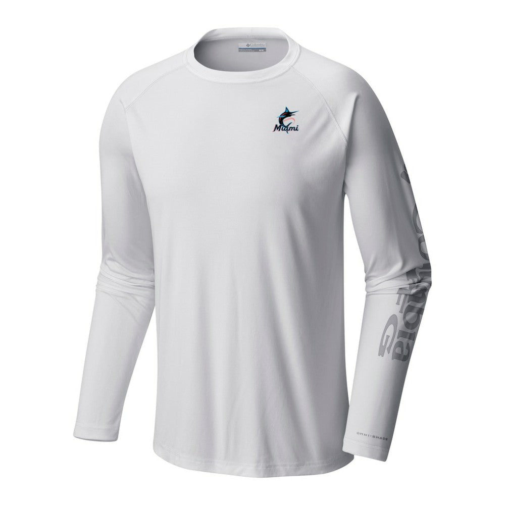 Miami Marlins Terminal Tackle Long Sleeve Shirt - White | Columbia
