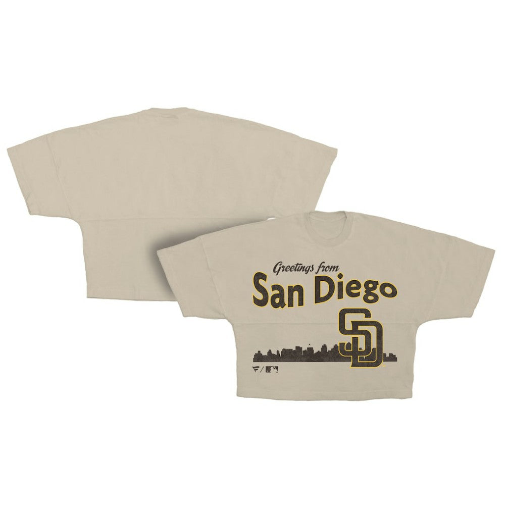 San Diego Padres Women's Skyline Crop T-Shirt - Cream