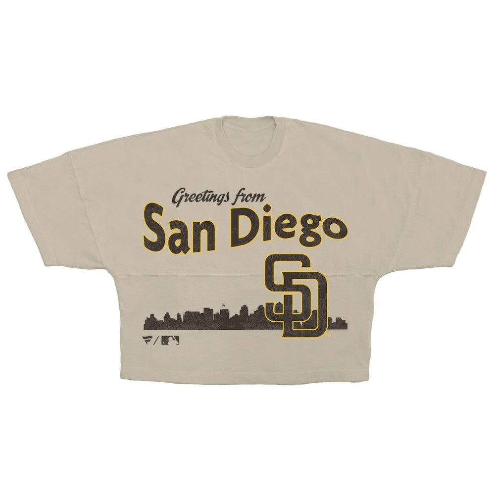 San Diego Padres Women's Skyline Crop T-Shirt - Cream