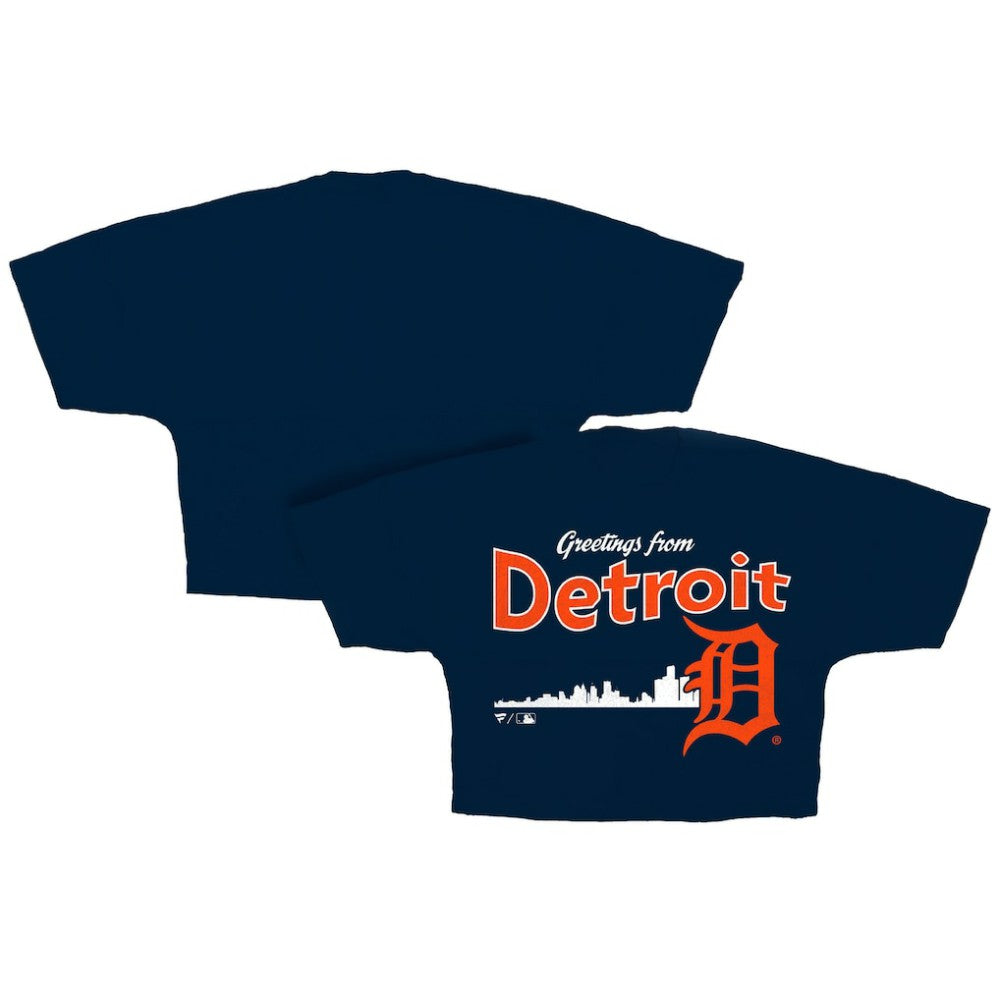 Detroit Tigers Women's Skyline Crop T-Shirt - Navy