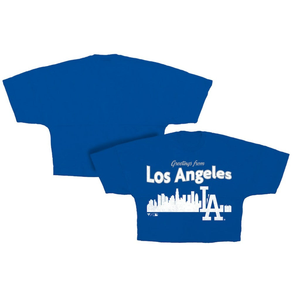 Los Angeles Dodgers Women's Skyline Crop T-Shirt - Royal