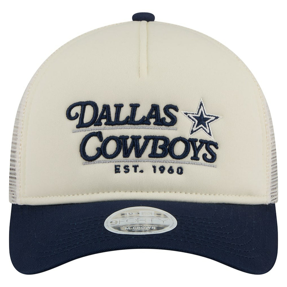 Dallas Cowboys New Era Women's Retro A-Frame 9FORTY Adjustable Hat - Cream/Navy discount