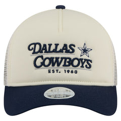 Dallas Cowboys New Era Women's Retro A-Frame 9FORTY Adjustable Hat - Cream/Navy discount