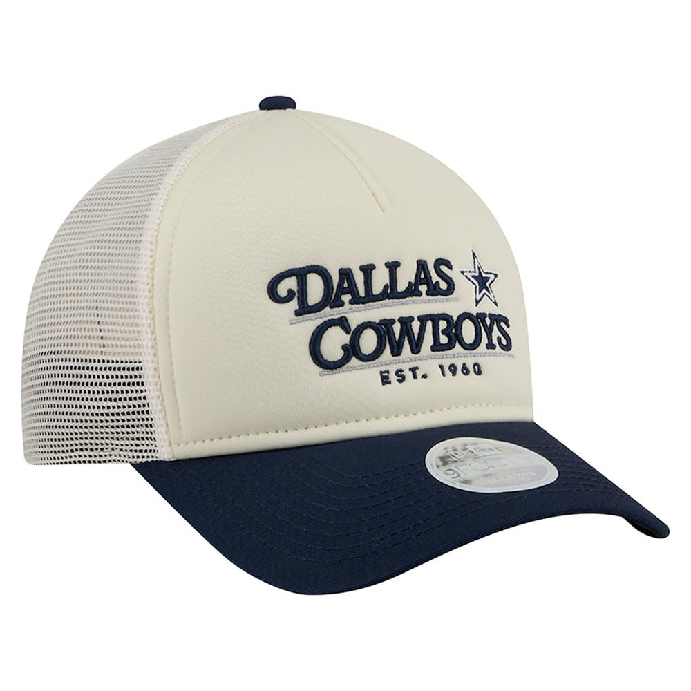 Dallas Cowboys New Era Women's Retro A-Frame 9FORTY Adjustable Hat - Cream/Navy discount