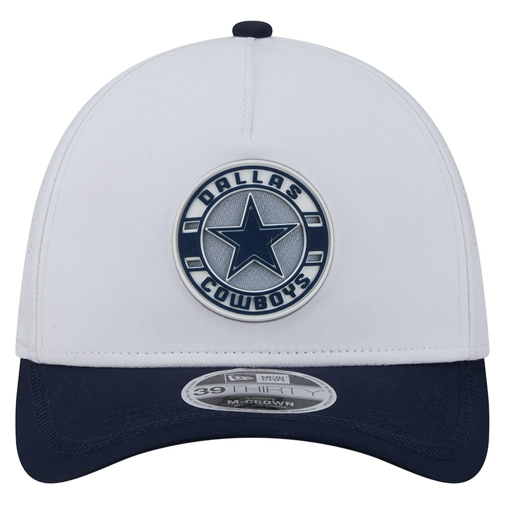 Dallas Cowboys New Era Patch 39THIRTY A-Frame M-Crown Perforated Flex Hat - White/Navy sale