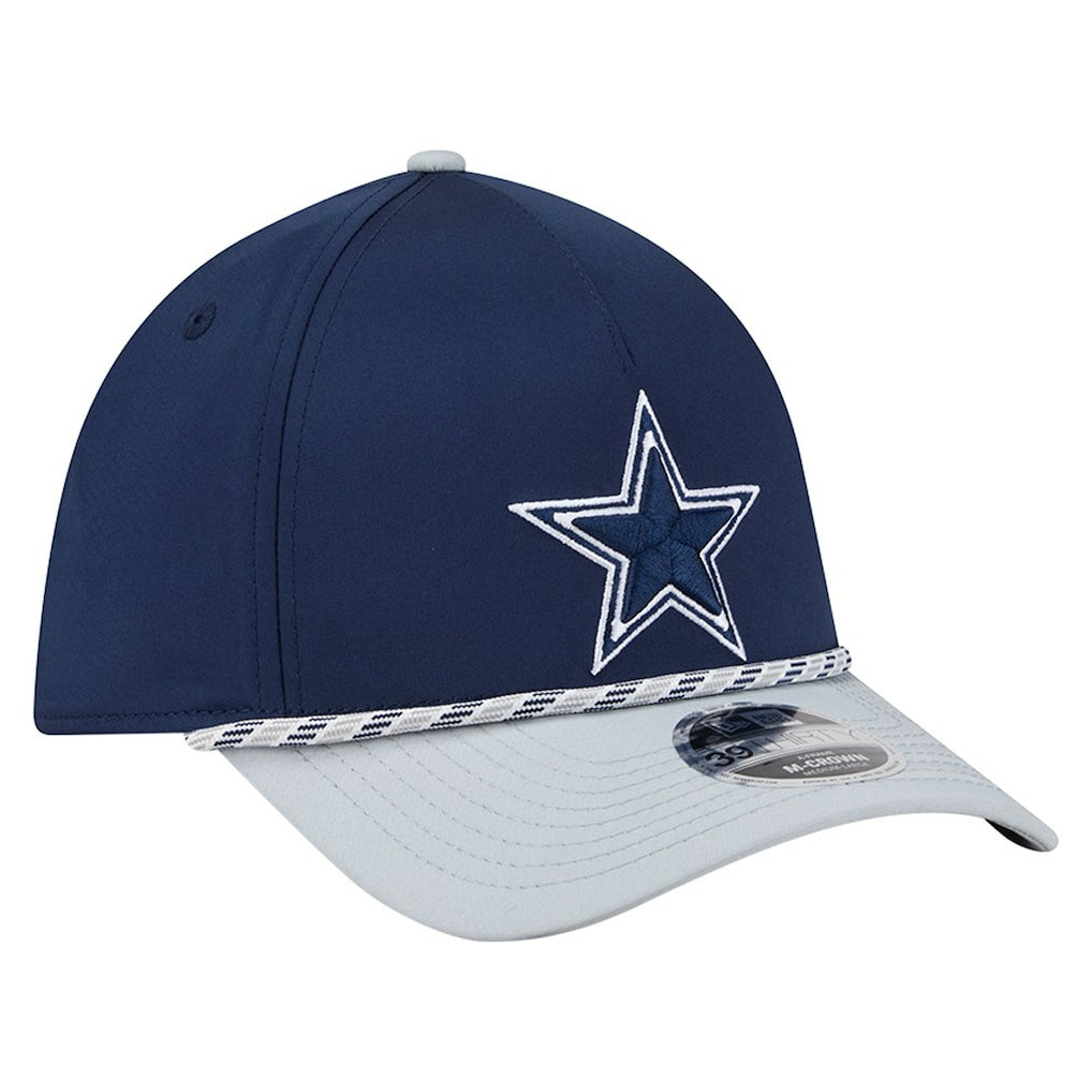 Dallas Cowboys Rope M-Crown A-Frame 39THIRTY Flex Hat - Navy/Silver for sale