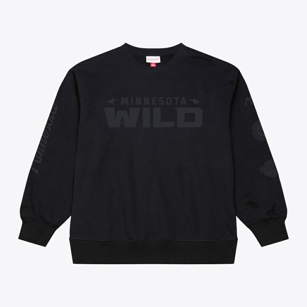 Minnesota Wild Mitchell & Ness Phantom Fleece Crew Neck Sweatshirt Black