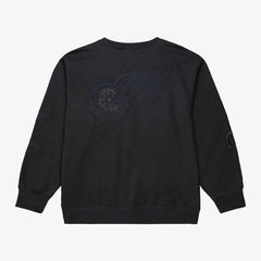 Detroit Red Wings Mitchell & Ness Phantom Fleece Crew Neck Sweatshirt Black