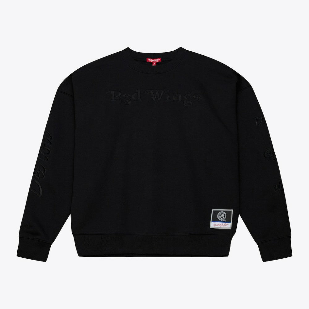 Detroit Red Wings Mitchell & Ness Unisex Phantom Fleece Crew Neck Sweatshirt Black