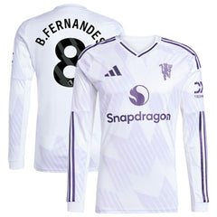 Bruno Fernandes Manchester United 2025/26 Away Replica Long Sleeve Player Jersey - White | Adidas on sale