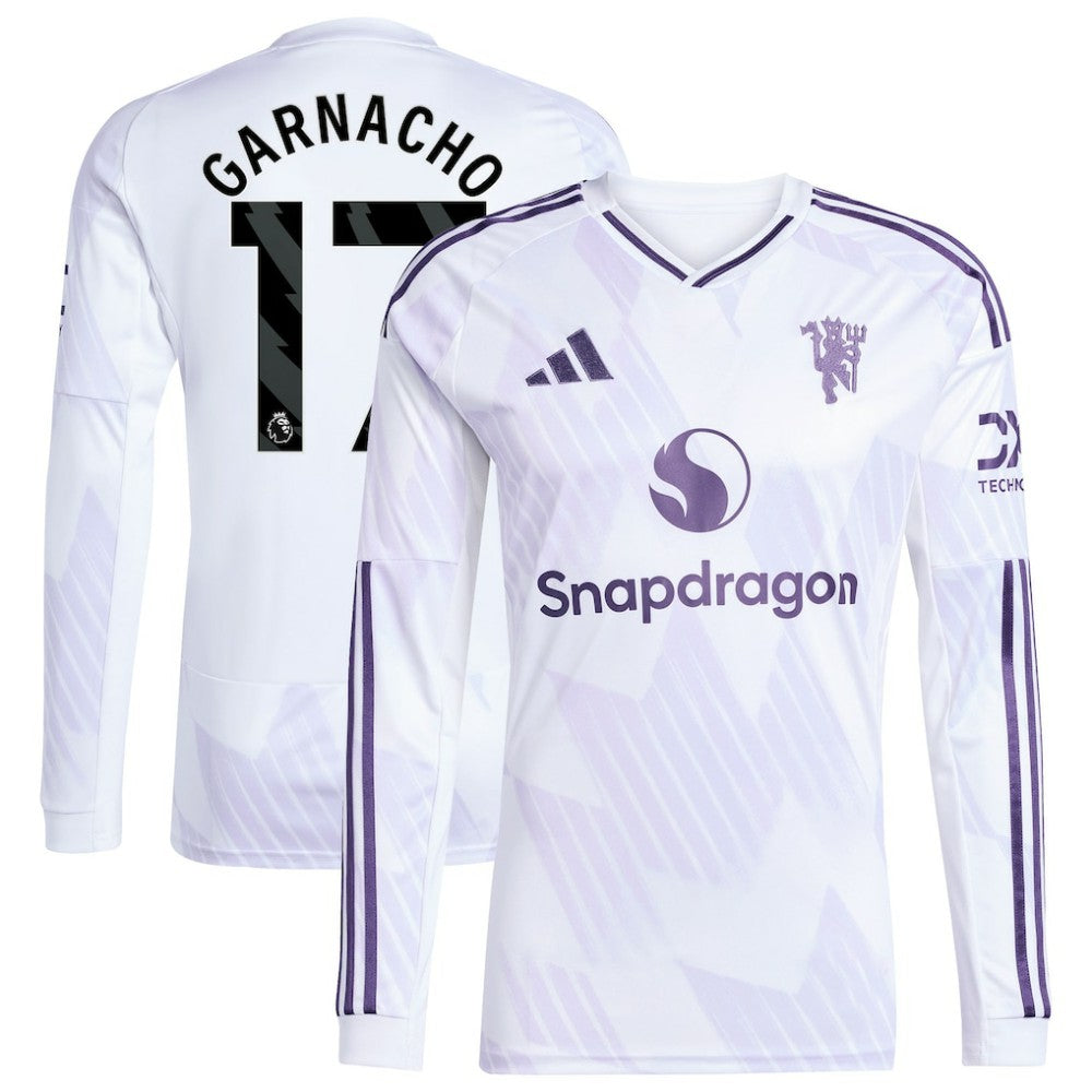 Alejandro Garnacho Manchester United 2025/26 Away Replica Long Sleeve Player Jersey - White | Adidas on sale