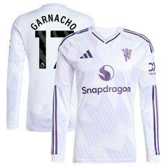 Alejandro Garnacho Manchester United 2025/26 Away Replica Long Sleeve Player Jersey - White | Adidas on sale