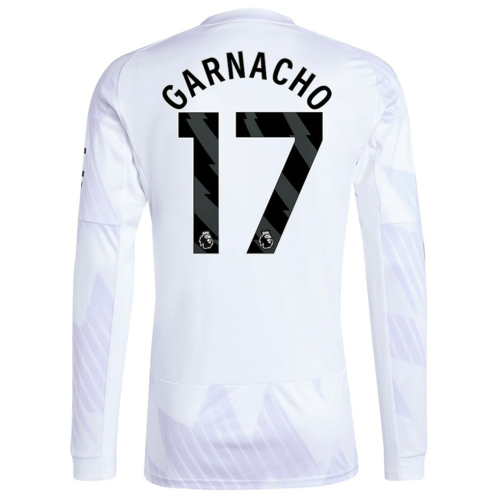 Alejandro Garnacho Manchester United 2025/26 Away Replica Long Sleeve Player Jersey - White | Adidas on sale