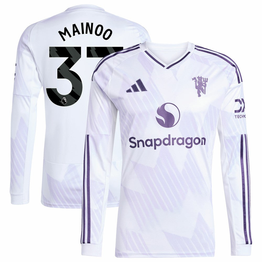 Kobbie Mainoo Manchester United 2025/26 Away Replica Long Sleeve Player Jersey - White | Adidas outlet