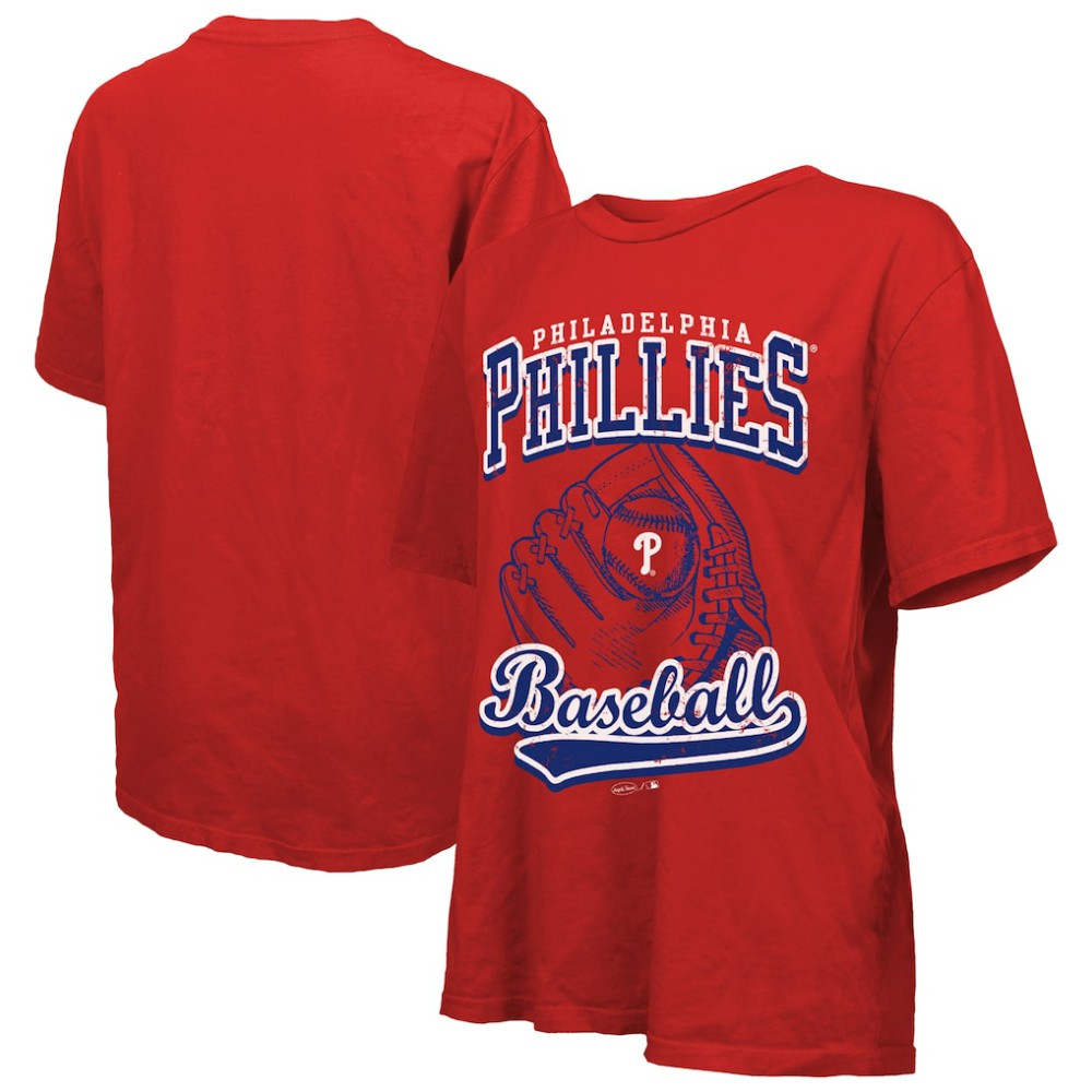 Philadelphia Phillies Majestic Threads Women's Oversized First Base T-Shirt - Red