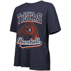 Detroit Tigers Majestic Threads Women's Oversized First Base T-Shirt - Navy