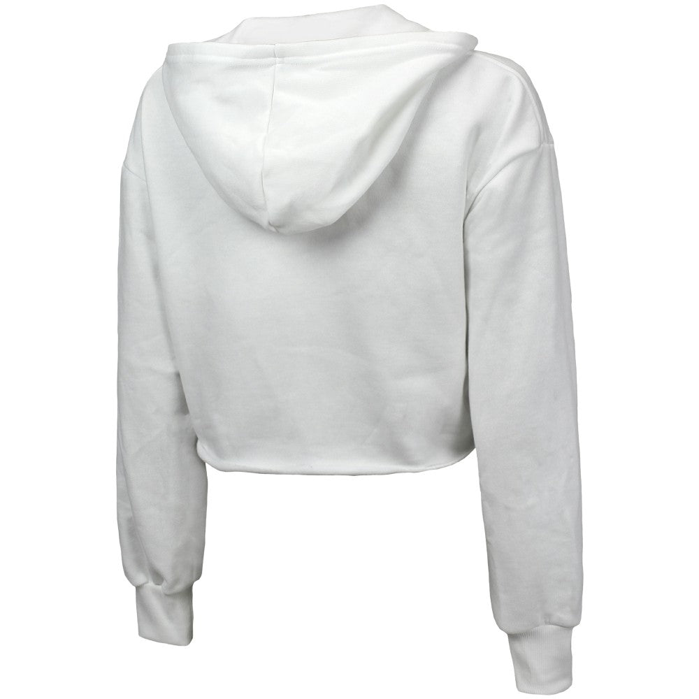 New York Mets Majestic Threads Women's Cropped Have A Field Day Tri-Blend Hoodie - White