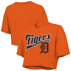 Detroit Tigers Majestic Threads Women's Boxy Crop T-Shirt - Orange