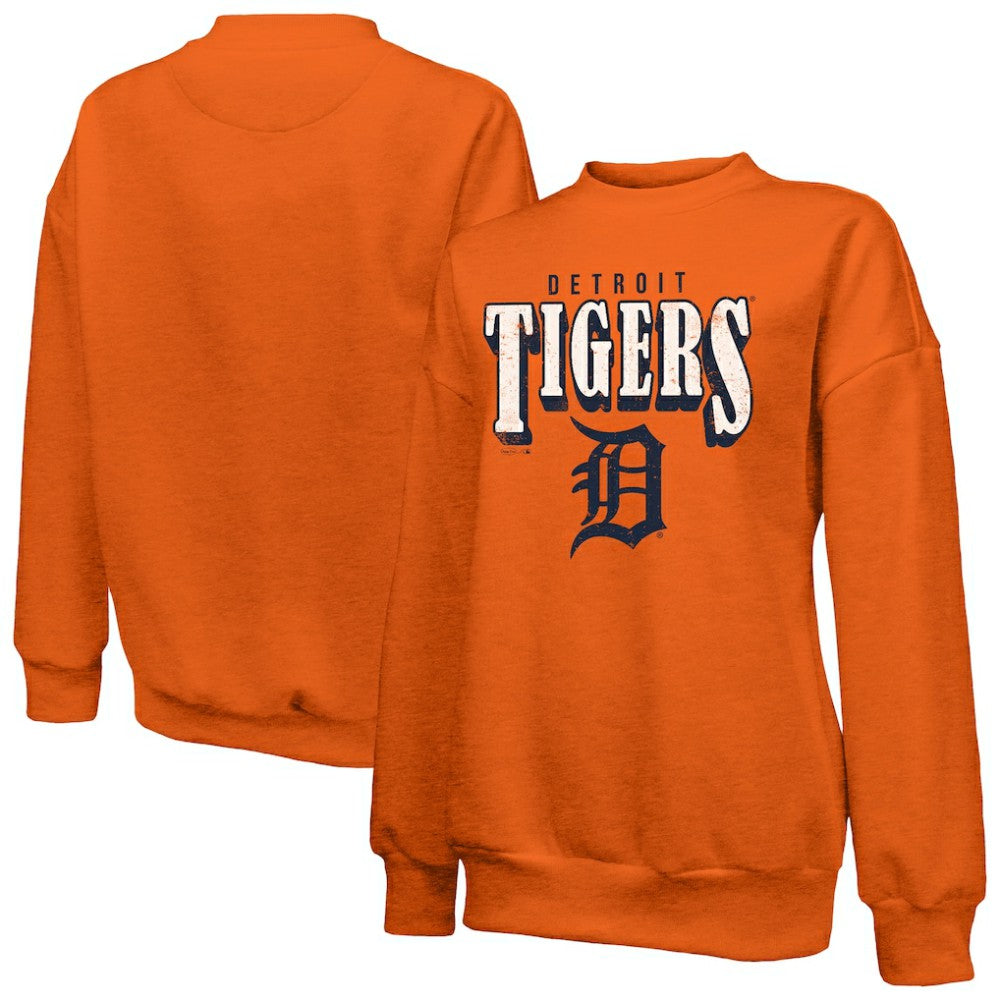 Detroit Tigers Majestic Threads Women's Bernard Classic Tri-Blend Sweatshirt - Orange