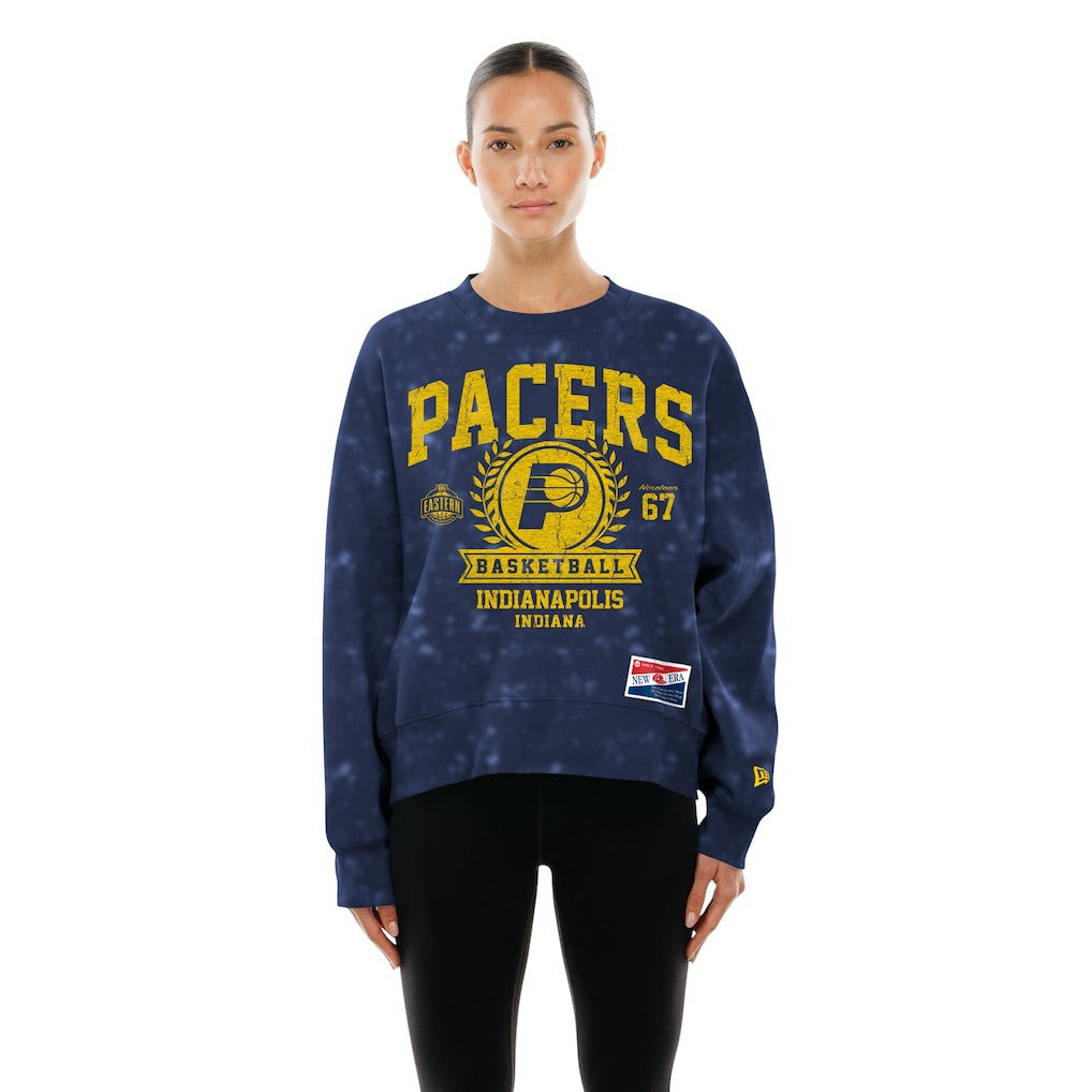 Indiana Pacers Women's Throwback Collection Mineral Wash Crewneck Sweatshirt - Navy | New Era sale