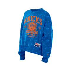 New York Knicks Women's Throwback Collection Mineral Wash Crewneck Sweatshirt - Blue | New Era sale